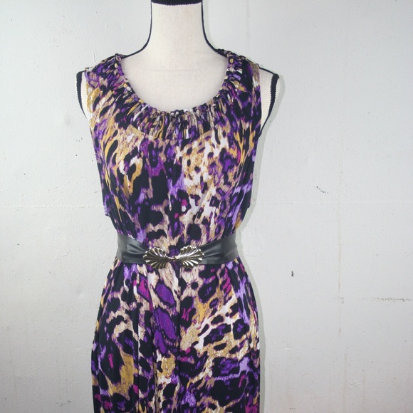 dana buchman Dresses & Skirts - Colorful Scoop Neck Animal Print Sleeveless Dress